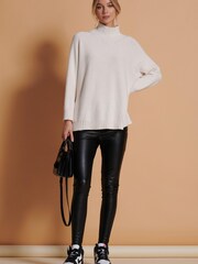 Jolie Moi Cream Loose Fit High Neck Jumper - Image 4 of 6