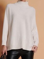 Jolie Moi Cream Loose Fit High Neck Jumper - Image 6 of 6