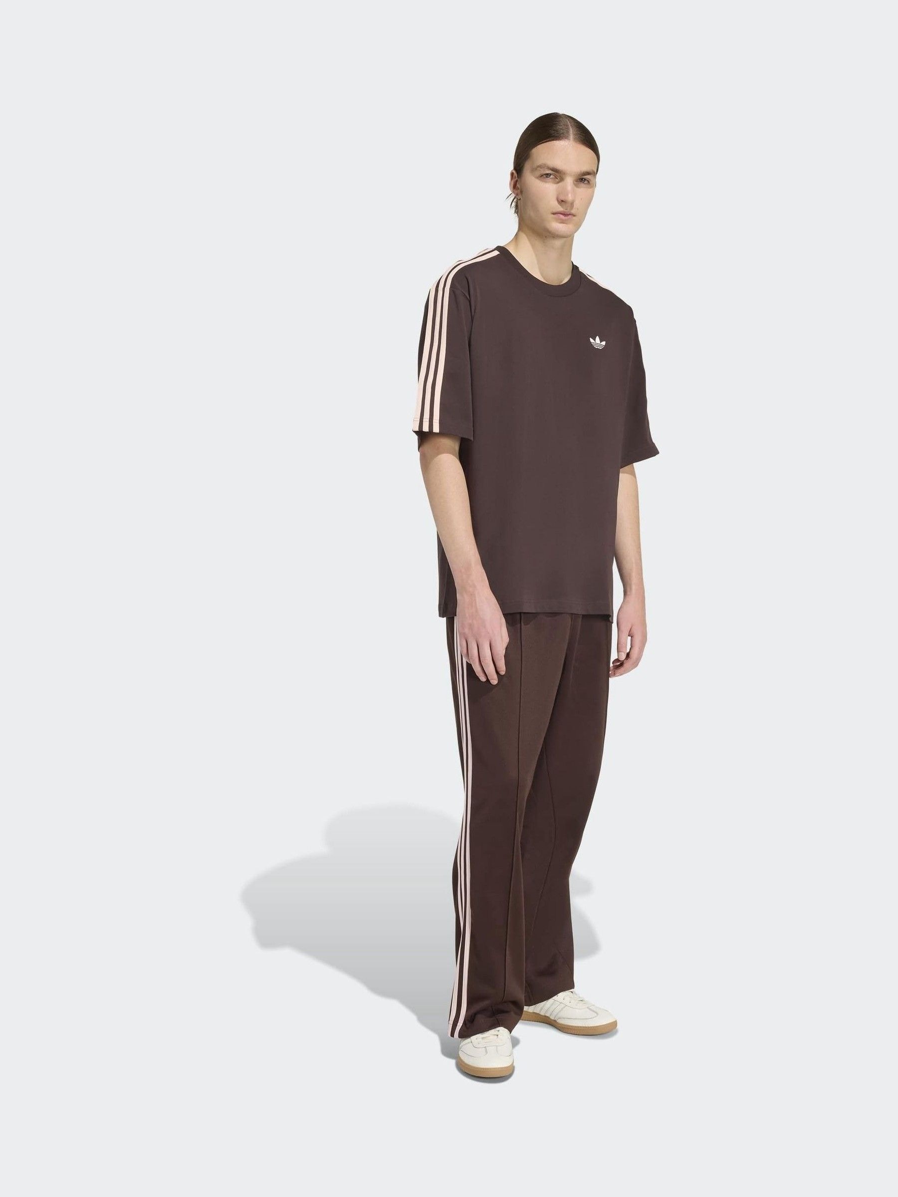 Buy adidas Originals Brown Adicolor 3-Stripes Oversized T-Shirt