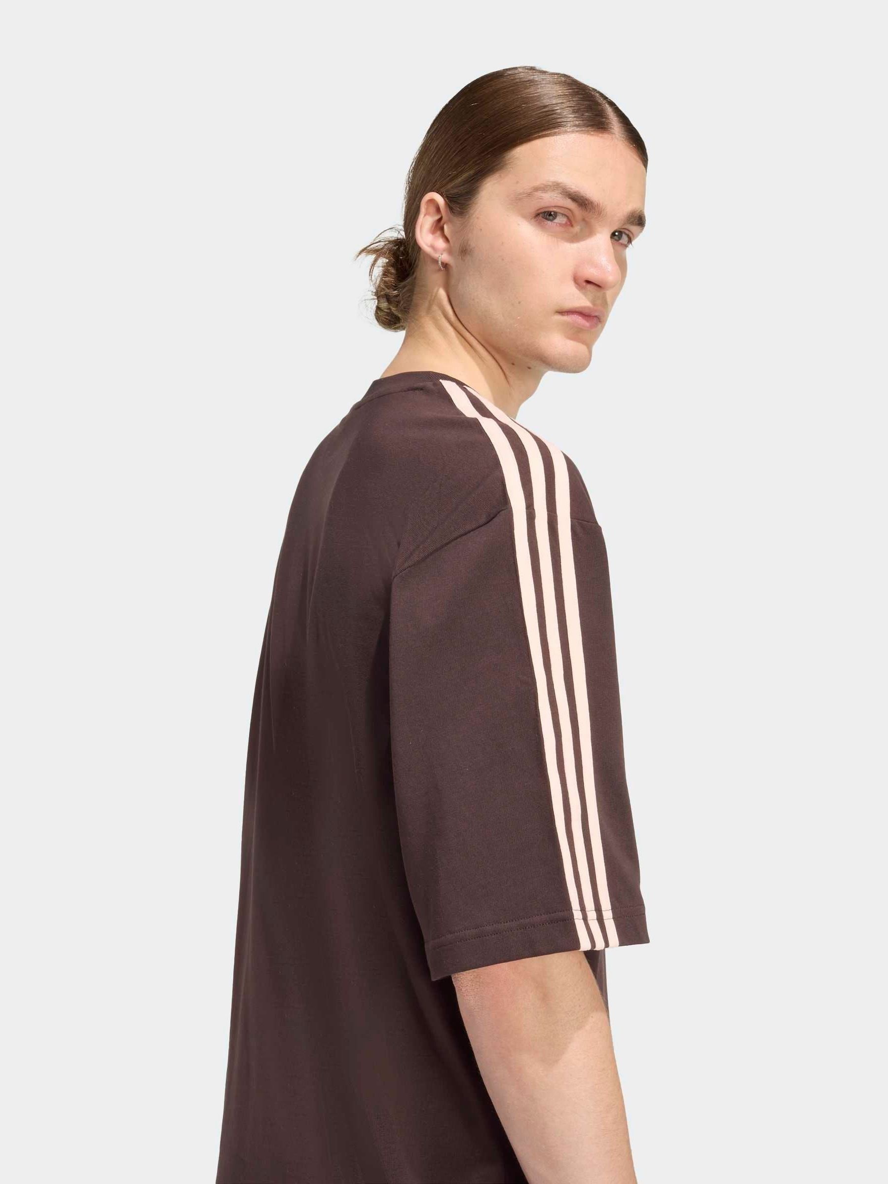 Buy adidas Originals Brown Adicolor 3-Stripes Oversized T-Shirt