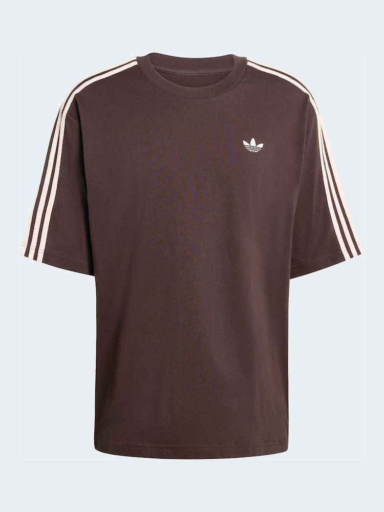 adidas Originals Brown Adicolor 3-Stripes Oversized T-Shirt - Image 6 of 6 adidas Originals Brown Adicolor 3-Stripes Oversized T-Shirt - Image 6 of 6