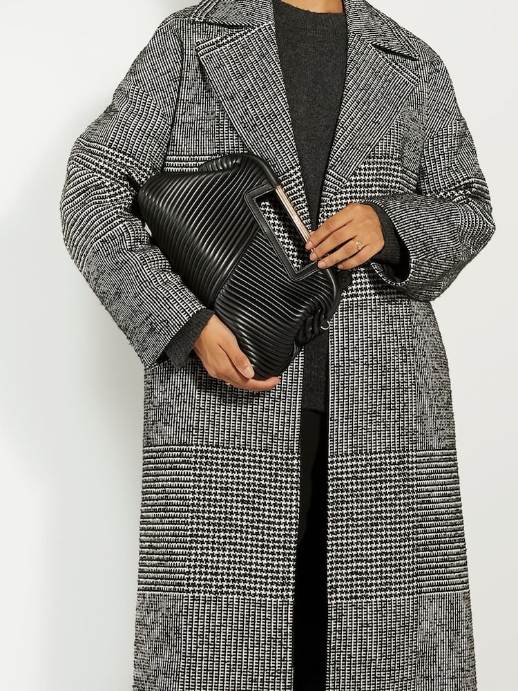Dune London Black Ebec Pleated Framed Clutch Bag - Image 1 of 7 Dune London Black Ebec Pleated Framed Clutch Bag - Image 1 of 7