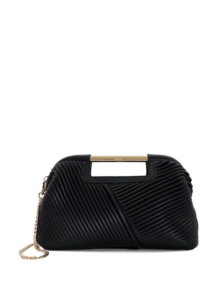 Dune London Black Ebec Pleated Framed Clutch Bag - Image 3 of 7