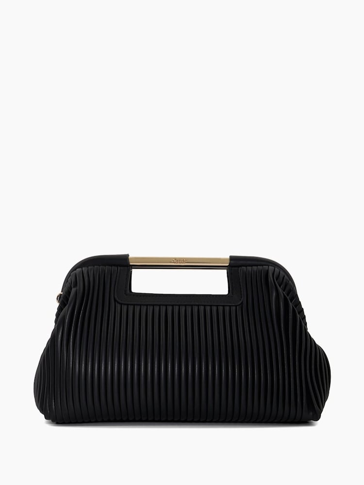 Dune London Black Ebec Pleated Framed Clutch Bag - Image 4 of 7