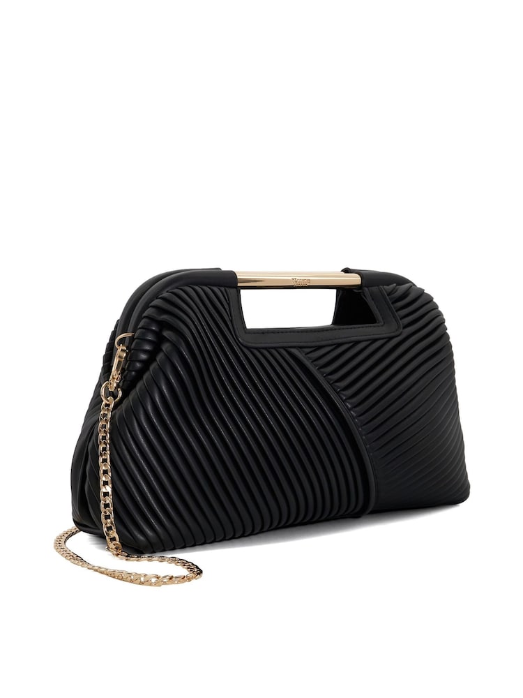 Dune London Black Ebec Pleated Framed Clutch Bag - Image 5 of 7