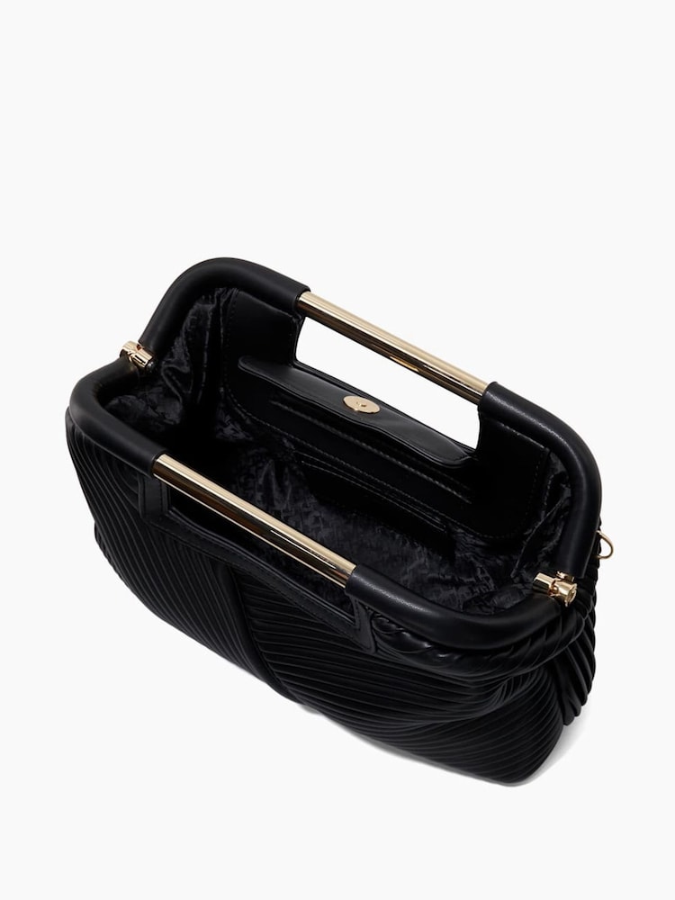 Dune London Black Ebec Pleated Framed Clutch Bag - Image 6 of 7