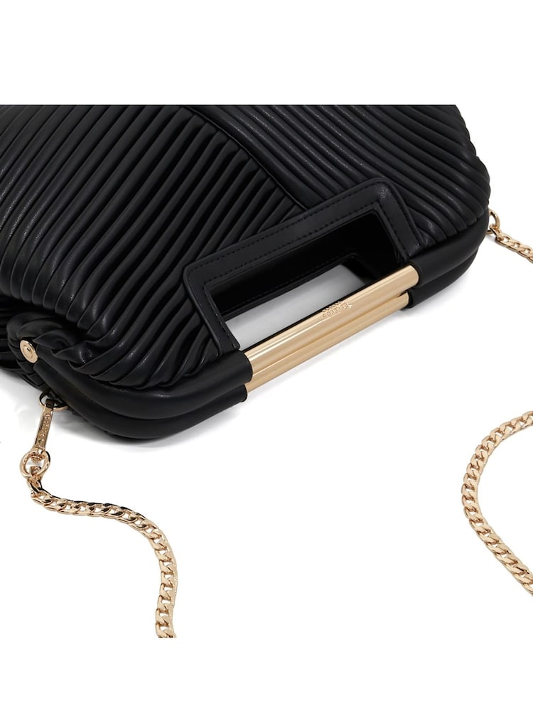 Dune London Black Ebec Pleated Framed Clutch Bag - Image 7 of 7 Dune London Black Ebec Pleated Framed Clutch Bag - Image 7 of 7