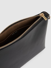 Reiss Black Brompton Leather Double Strap Pouch Bag - Image 3 of 5