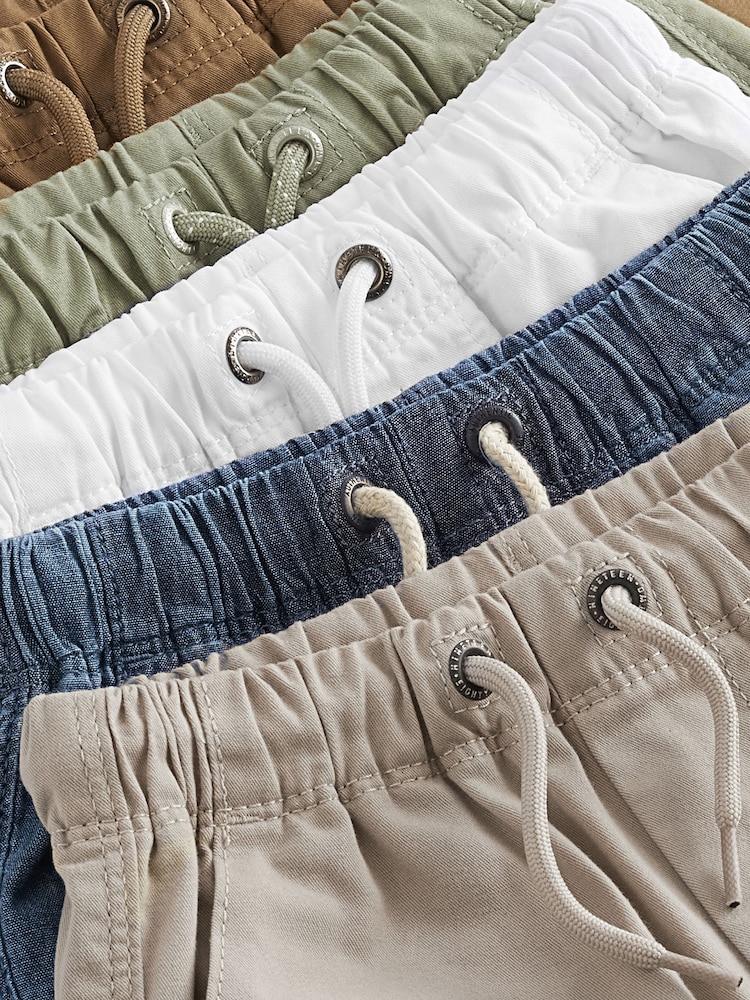Navy/Tan/Chambray/Sage/Stone/White Pull On Shorts 5 Pack (3mths-7yrs) - Image 8 of 8
