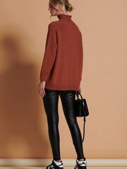 Jolie Moi Brown Loose Fit High Neck Jumper - Image 2 of 5