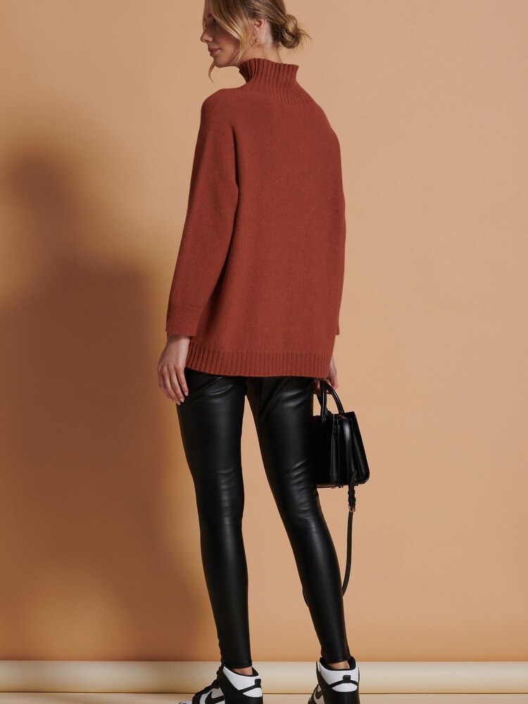 Jolie Moi Brown Loose Fit High Neck Jumper - Image 2 of 5