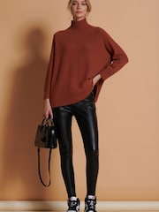 Jolie Moi Brown Loose Fit High Neck Jumper - Image 3 of 5