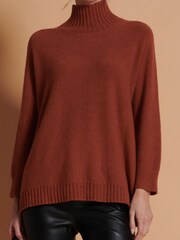 Jolie Moi Brown Loose Fit High Neck Jumper - Image 4 of 5