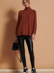 Jolie Moi Brown Loose Fit High Neck Jumper - Image 5 of 5
