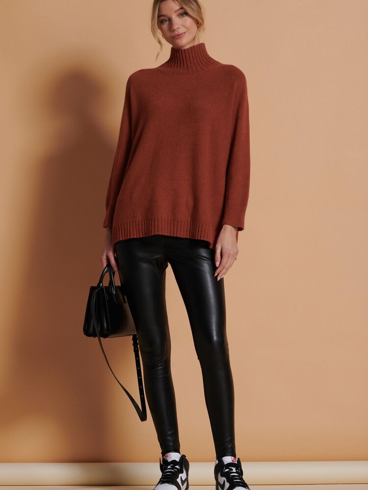 Jolie Moi Brown Loose Fit High Neck Jumper - Image 5 of 5
