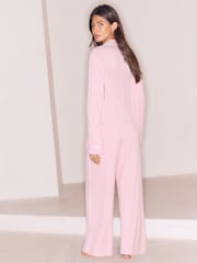 Lipsy Collared Soft Touch Rib Button Through Trouser Pyjamas Set - Bild 5 von 5