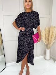 AX Paris Blue Speckled High Low Full Top Midi Dress - Image 1 of 4