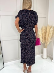 AX Paris Blue Speckled High Low Full Top Midi Dress - Image 2 of 4