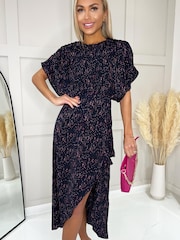 AX Paris Blue Speckled High Low Full Top Midi Dress - Image 4 of 4