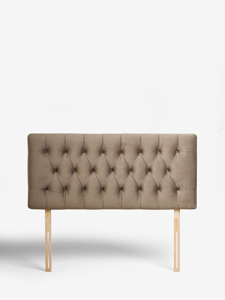 Opulent Velvet Natural Pebble Parisian Upholstered Headboard - Image 2 of 6