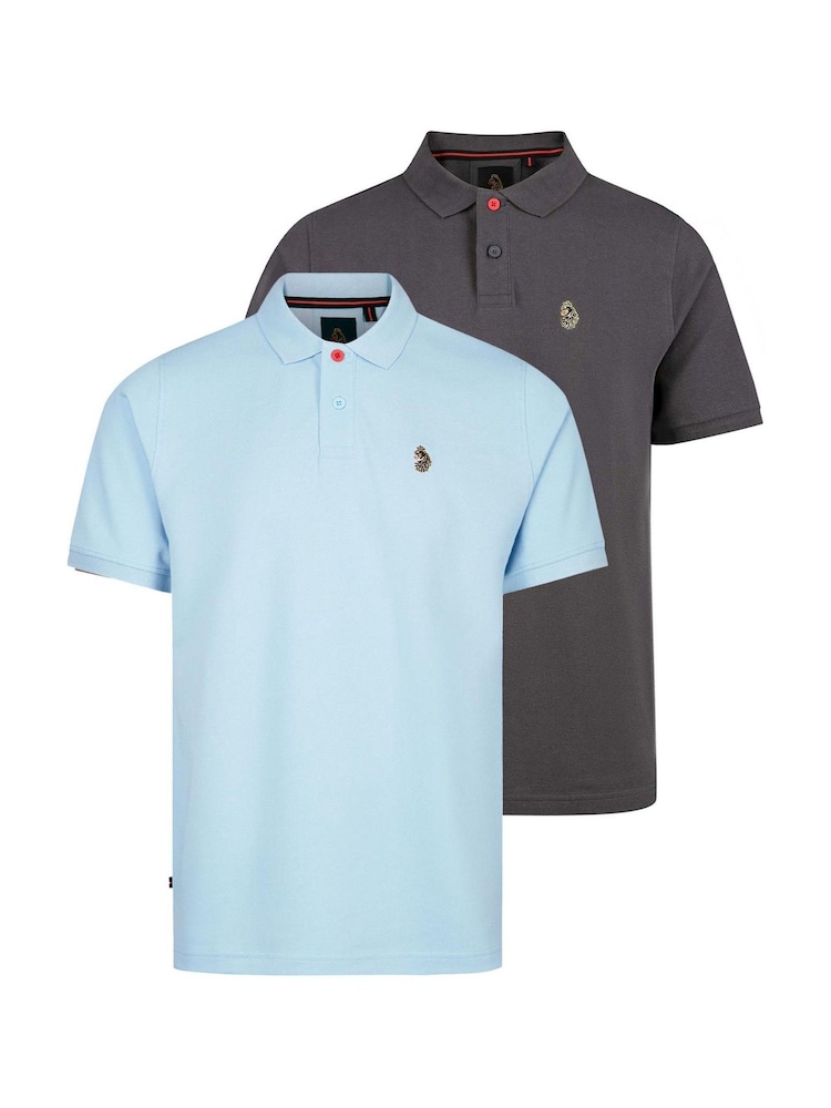 Luke 1977 Grey New Mead Polo Shirts 2 Pack - Image 1 of 9