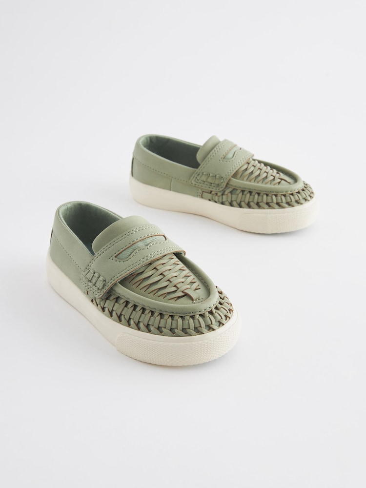 Sage Green Standard Fit (F) Woven Loafers - Image 1 of 1 Sage Green Standard Fit (F) Woven Loafers - Image 1 of 1