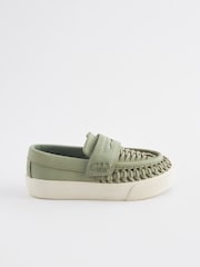 Sage Green Standard Fit (F) Woven Loafers - Image 2 of 5