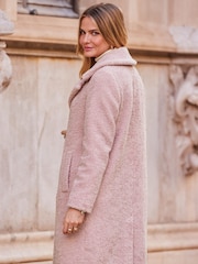 Sosandar Pink Mid Length Borg Coat - Image 2 of 5