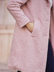 Sosandar Pink Mid Length Borg Coat - Image 5 of 5