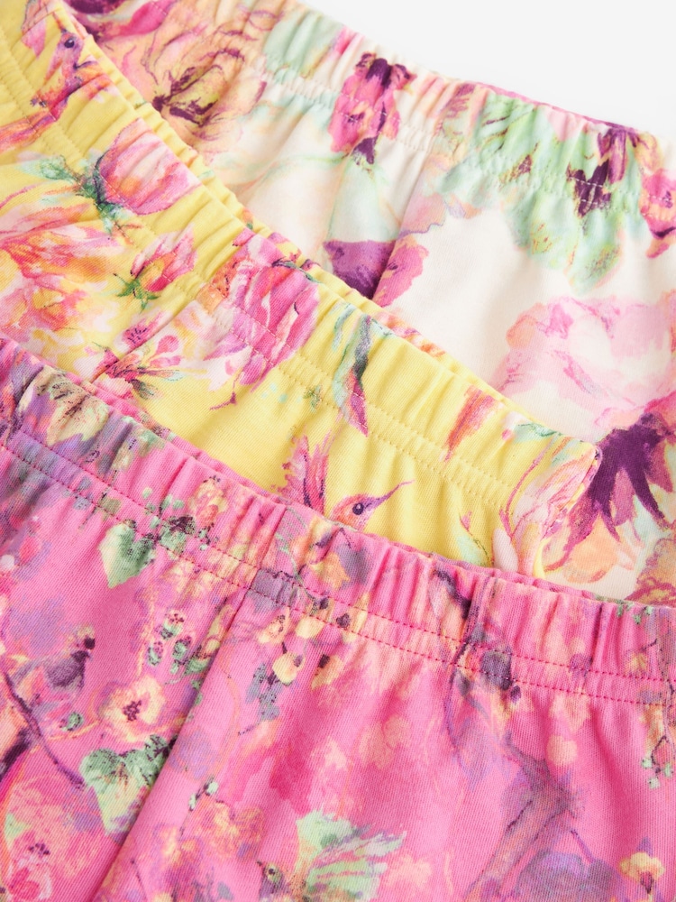 Pink/ Yellow Floral Short Pyjamas 3 Pack (1.5-12yrs) - Image 12 of 12