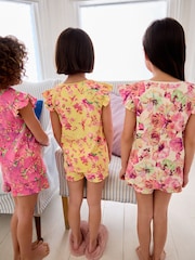 Pink/ Yellow Floral Short Pyjamas 3 Pack (1.5-12yrs) - Image 3 of 12