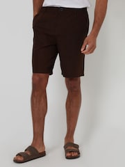 Chocolate Brown - Threadbare Linen Blend Shorts - Larawan 1 ng 4