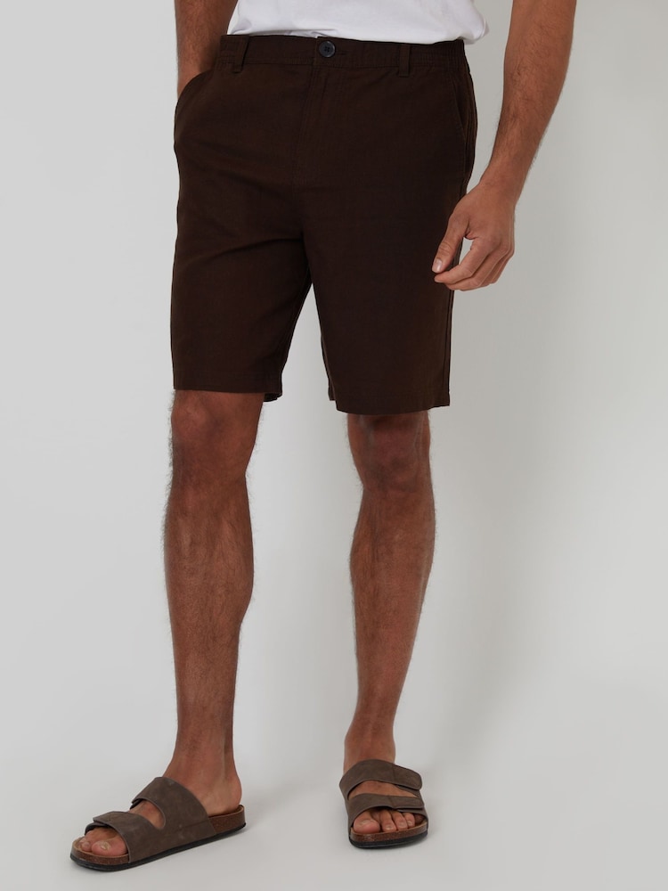 Chocolate Brown - Threadbare Linen Blend Shorts - Larawan 1 ng 4 Chocolate Brown - Threadbare Linen Blend Shorts - Larawan 1 ng 4