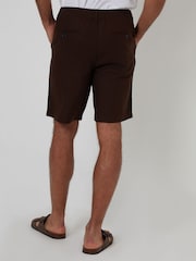 Chocolate Brown - Threadbare Linen Blend Shorts - Larawan 2 ng 4
