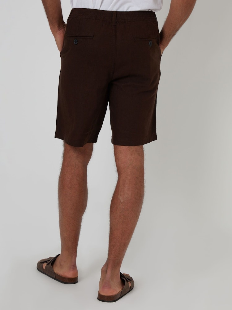 Chocolate Brown - Threadbare Linen Blend Shorts - Larawan 2 ng 4 Chocolate Brown - Threadbare Linen Blend Shorts - Larawan 2 ng 4