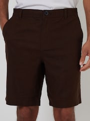 Chocolate Brown - Threadbare Linen Blend Shorts - Larawan 4 ng 4