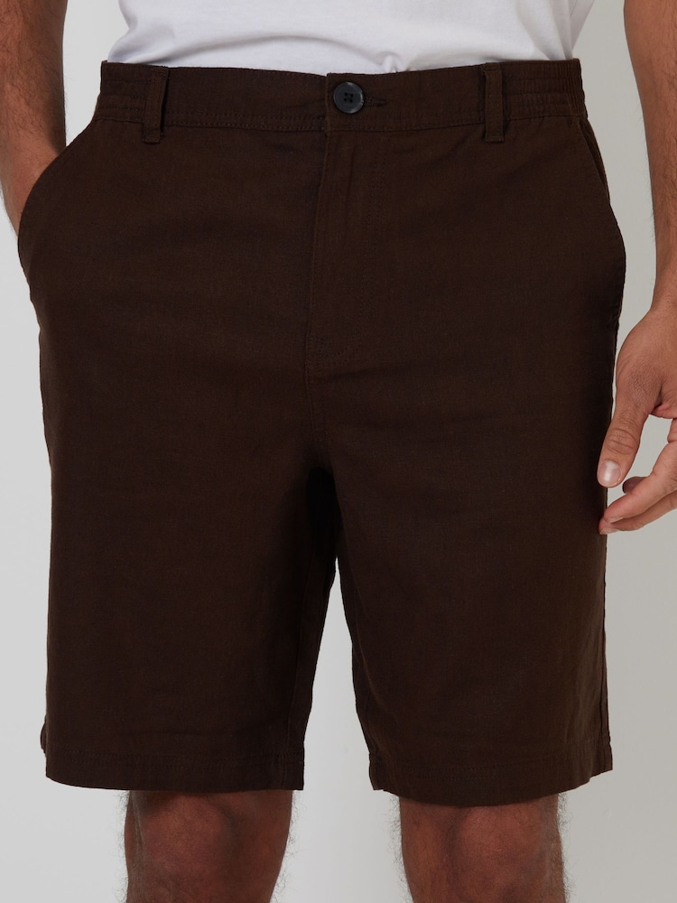 Chocolate Brown - Threadbare Linen Blend Shorts - Larawan 4 ng 4 Chocolate Brown - Threadbare Linen Blend Shorts - Larawan 4 ng 4