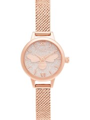 Olivia Burton Rose Gold Mini Lucky Bee Mesh Watch - Image 1 of 3
