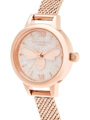 Olivia Burton Rose Gold Mini Lucky Bee Mesh Watch - Image 2 of 3