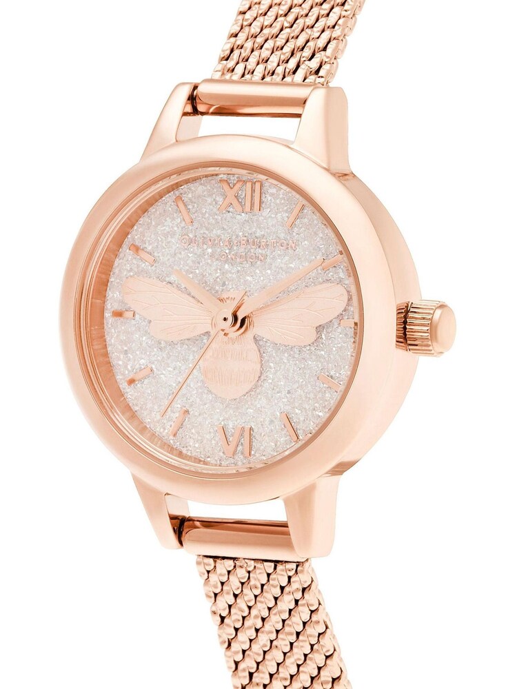 Olivia Burton Rose Gold Mini Lucky Bee Mesh Watch - Image 2 of 3