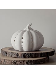 Lights4fun White Ceramic Pumpkin Light - Image 2 of 3