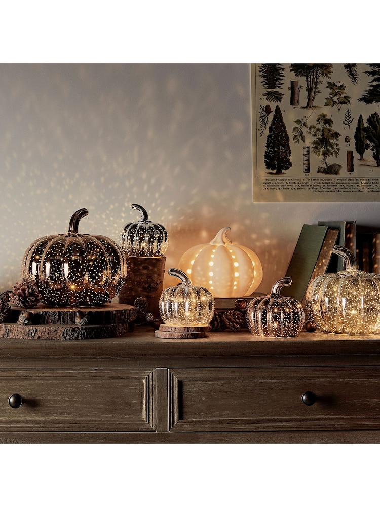 Lights4fun White Ceramic Pumpkin Light - Image 3 of 3