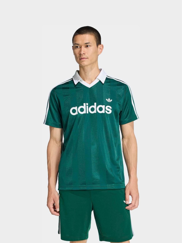 adidas Originals Green Archive Collar Engineered Jersey - Image 1 of 5