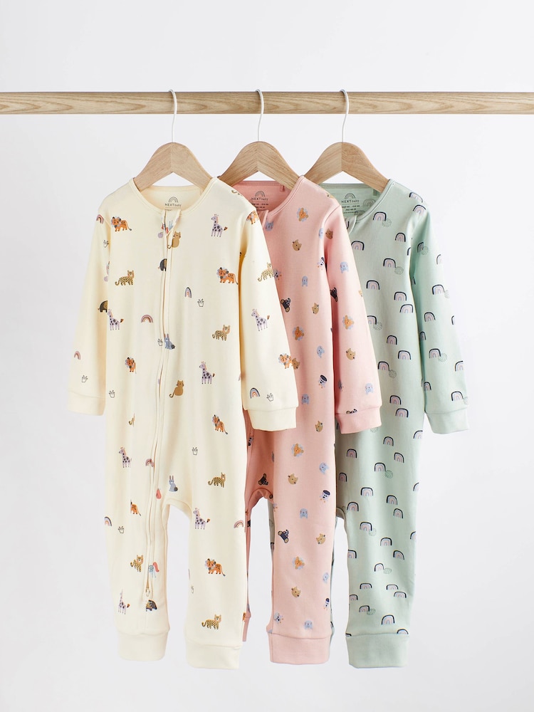 Več Character - dojenček brez stopal Zip 100% Cotton Sleepsuits 3 Pack (0mths-3yrs) - Slika 1 iz 11