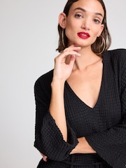Black Long Sleeve Textured Tunic - Image 4 of 6