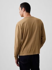 Gap Tan Brown Heavyweight Relaxed Long Sleeve T-Shirt - Image 2 of 4