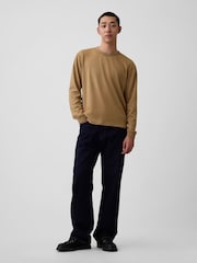Gap Tan Brown Heavyweight Relaxed Long Sleeve T-Shirt - Image 3 of 4