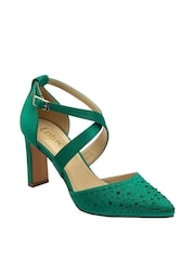 Lotus Green Diamante Pointed Toe Court Shoes - Image 1 of 4