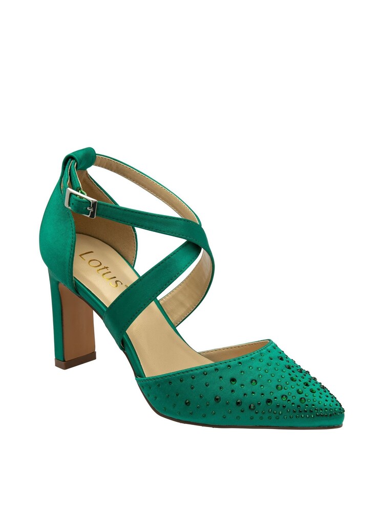 Lotus Green Diamante Pointed Toe Court Shoes - Image 1 of 4