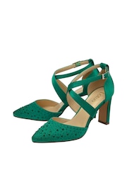 Lotus Green Diamante Pointed Toe Court Shoes - Image 2 of 4